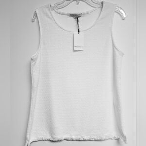 NWT Textured White Fringe Hem Tank Top Large